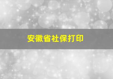 安徽省社保打印