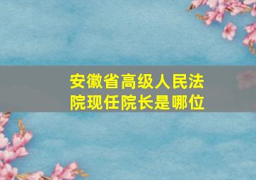 安徽省高级人民法院现任院长是哪位