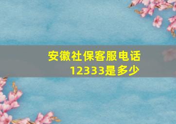 安徽社保客服电话12333是多少