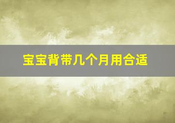 宝宝背带几个月用合适