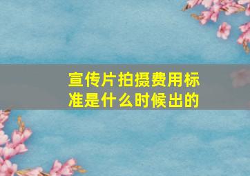 宣传片拍摄费用标准是什么时候出的