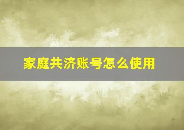 家庭共济账号怎么使用