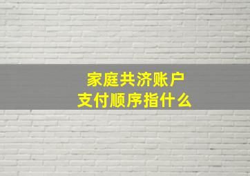 家庭共济账户支付顺序指什么