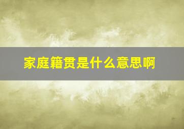 家庭籍贯是什么意思啊