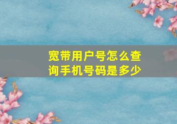 宽带用户号怎么查询手机号码是多少