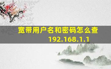 宽带用户名和密码怎么查192.168.1.1