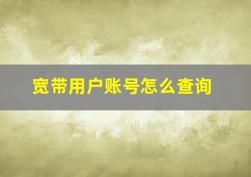 宽带用户账号怎么查询