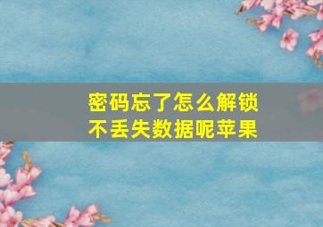 密码忘了怎么解锁不丢失数据呢苹果