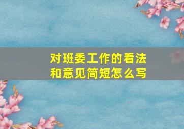 对班委工作的看法和意见简短怎么写