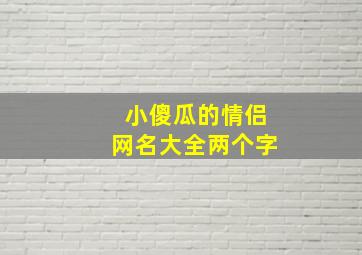 小傻瓜的情侣网名大全两个字