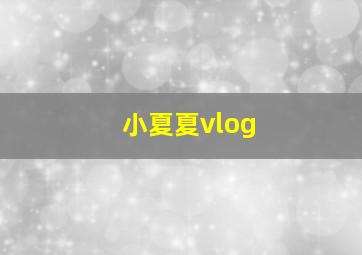 小夏夏vlog