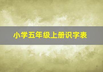 小学五年级上册识字表