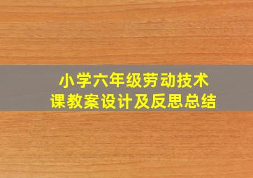 小学六年级劳动技术课教案设计及反思总结