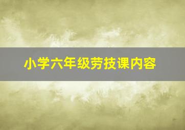 小学六年级劳技课内容