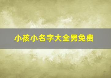 小孩小名字大全男免费