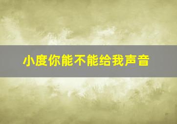 小度你能不能给我声音