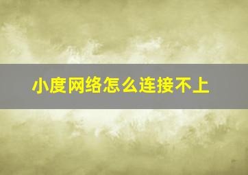 小度网络怎么连接不上