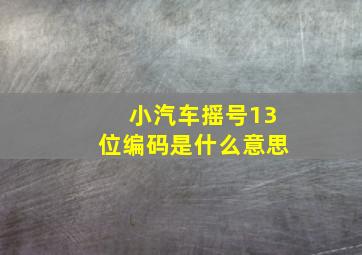 小汽车摇号13位编码是什么意思