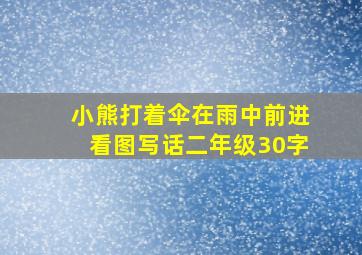 小熊打着伞在雨中前进看图写话二年级30字