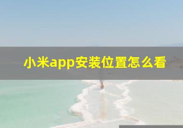 小米app安装位置怎么看