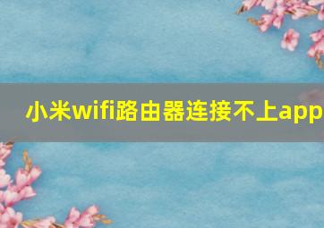 小米wifi路由器连接不上app