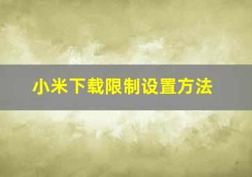 小米下载限制设置方法