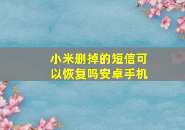 小米删掉的短信可以恢复吗安卓手机