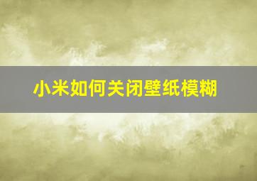 小米如何关闭壁纸模糊