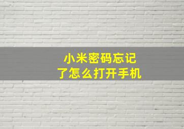 小米密码忘记了怎么打开手机