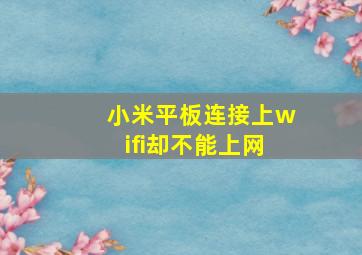 小米平板连接上wifi却不能上网