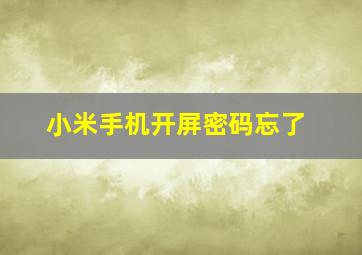 小米手机开屏密码忘了