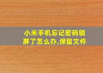 小米手机忘记密码锁屏了怎么办,保留文件