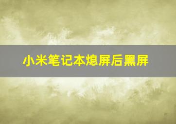 小米笔记本熄屏后黑屏