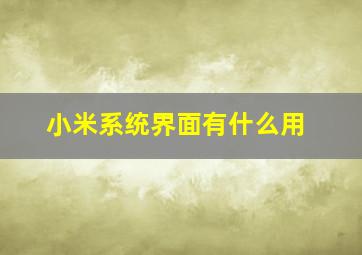 小米系统界面有什么用