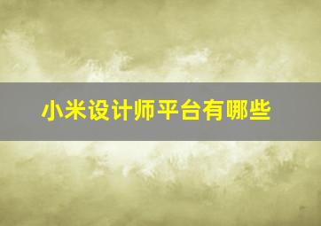 小米设计师平台有哪些