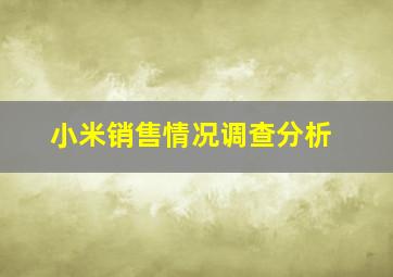 小米销售情况调查分析