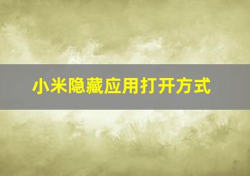 小米隐藏应用打开方式