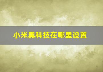 小米黑科技在哪里设置