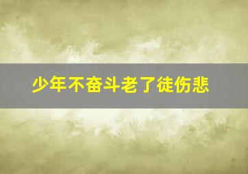 少年不奋斗老了徒伤悲