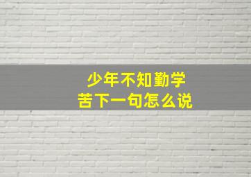 少年不知勤学苦下一句怎么说