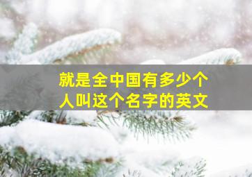 就是全中国有多少个人叫这个名字的英文