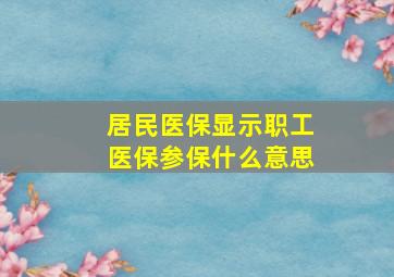 居民医保显示职工医保参保什么意思