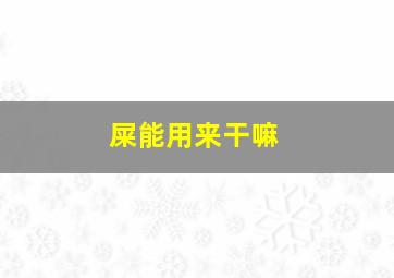 屎能用来干嘛