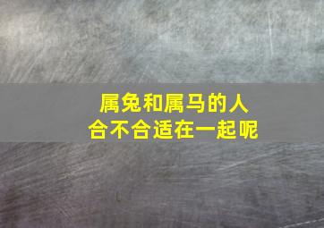 属兔和属马的人合不合适在一起呢