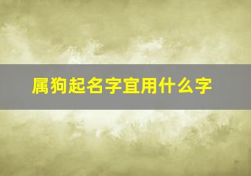 属狗起名字宜用什么字