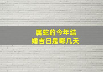 属蛇的今年结婚吉日是哪几天