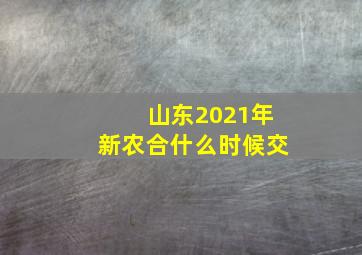 山东2021年新农合什么时候交