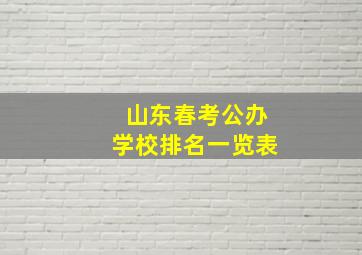 山东春考公办学校排名一览表