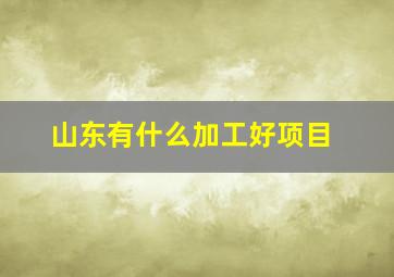 山东有什么加工好项目