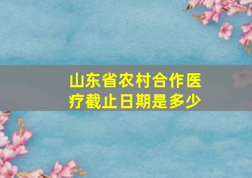 山东省农村合作医疗截止日期是多少